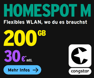 Unlimited Internet: Tarife mit unbegrenztem Datenvolumen 3 congstar Homespot Tarif M Aktion